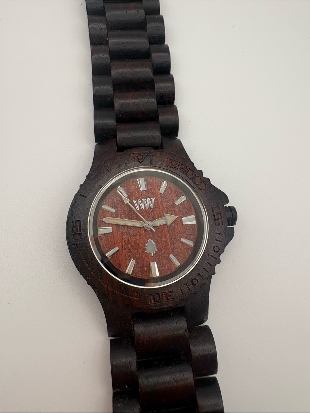 WeWood‎ Wooden Link Watch A11-46 Dark Brown with Red-Brown Dial New Battery